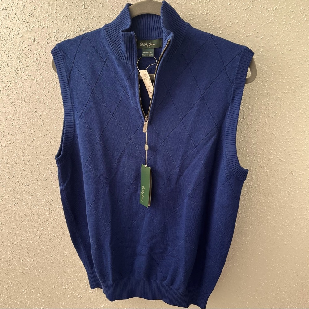 BOBBY JONES M Quarter Zip Golf Sweater Vest Blue